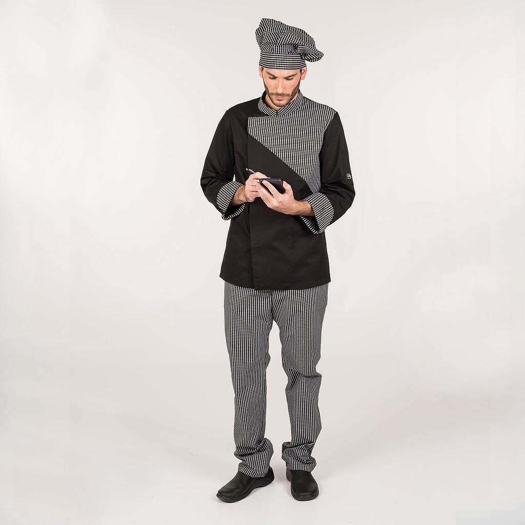 PANTALON UNISEX GOMA+CORDON CUADRO LUTOS BLANCO Y NEGRO - Imagen 2