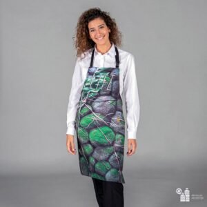 DELANTAL CON PETO ESTAMPADO  TEJIDO RECICLADO 80X68 CM