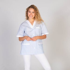 BLUSA SANITARIO UNISEX PICO ABIERTO VICHY COMBINADA