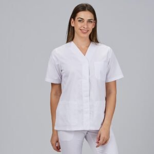 BLUSA MUJER SANITARIA BOTON PRESION M/C